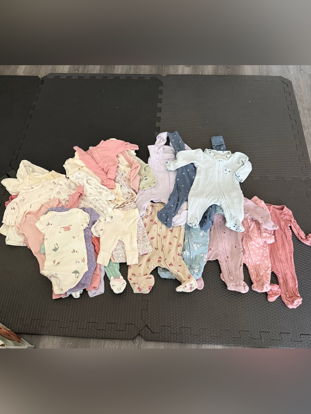Carter's Mixed Pink, White, Blue & Purple Baby Footie Pajama Lot